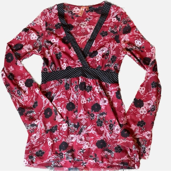 Anthropologie Sweet Pea Mesh Long Sleeve Floral Top - Picture 1 of 10